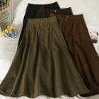 Woolen High-waist Midi Skirt
