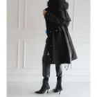 Detachable Faux-fur Hooded Coat Black - One Size