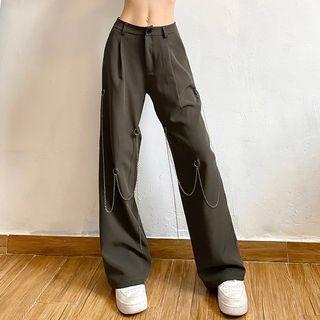 High Waist Chain Loose Fit Pants