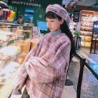 Set: Plaid Mock Neck Pullover + Plaid Beret