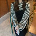 Long-sleeve Striped T-shirt / Overall Dress
