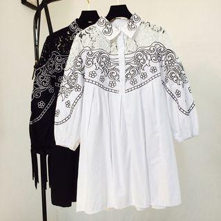 Lace Panel Embroidered Top
