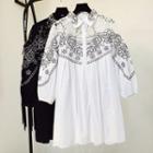 Lace Panel Embroidered Top