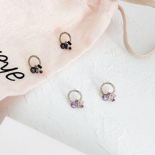 Rhinestone Alloy Mini Hoop Earring