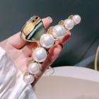 Faux Pearl Hair Clamp Gold & White - One Size
