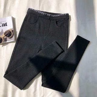 Lettering High-waist Cropped Pants