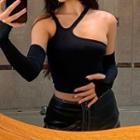 Set: Asymmetrical Halter Top + Arm Sleeves