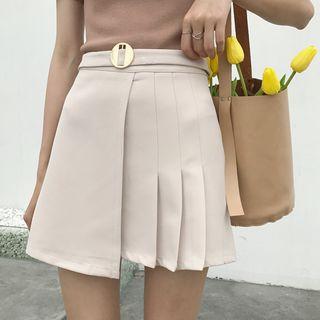 Asymmetric Pleated A-line Skirt