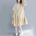 Plain Lantern-sleeve Medium Maxi Dress