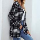 Long-sleeve Plaid Open-front Cardigan