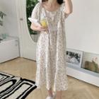 Short-sleeve Floral Print Dress Dress Red Floral - Off-white - One Size