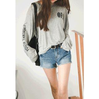 Lettering Linen Blend Top