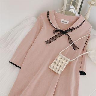 Elbow-sleeve Knit Shift Dress