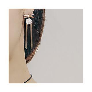 Faux Pearl Flower Bow Fringed Earring