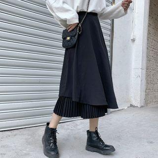 Layered Midi A-line Pleated Skirt