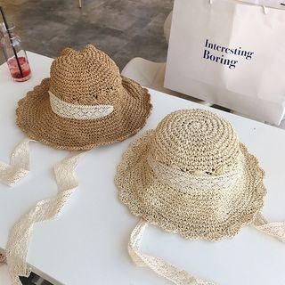 Lace Panel Straw Hat