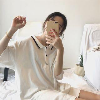 Loose-fit Short-sleeve Long Polo-shirt