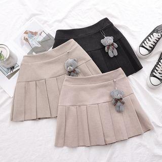 Bear Detailed Mini Pleated Skirt