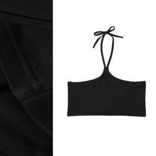 Plain Crop Halter Tank Top
