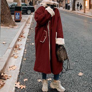 Fleece Panel Long Coat