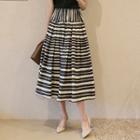 Stripe A-line Long Full Skirt