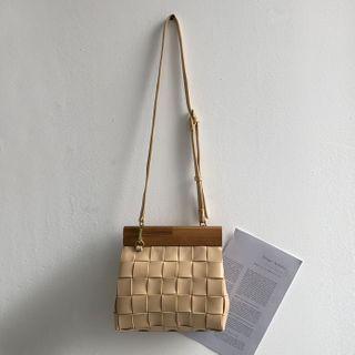 Woven Pleather Shoulder Bag