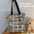 Chinese Character Print Tote Bag Black & White - One Size