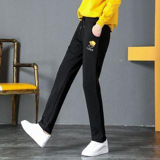Fleece-lined Embroidered Sweatpants