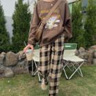 Fleece-lined Rabbit Embroidered Sweatshirt