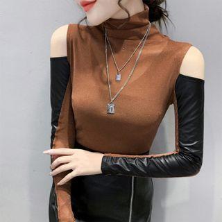 Long-sleeve Cutout Print Top