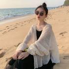 Eyelet Light Open Jacket Almond - One Size