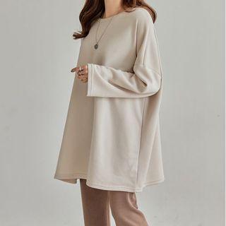 Drop-shoulder Brushed Fleece Lined Top