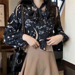 Tie-front Print Shirt As Shown In Figure - One Size