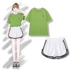 Avocado Print Short-sleeve T-shirt / Contrast Trim Shorts