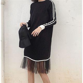 Mesh Hem Knit Dress