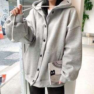 Fleece-lined Buttoned Hoodie