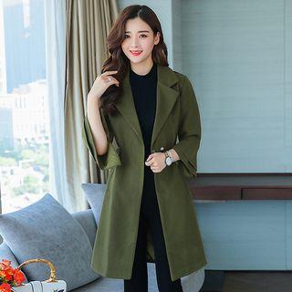 Snap Button Bell-sleeve Coat