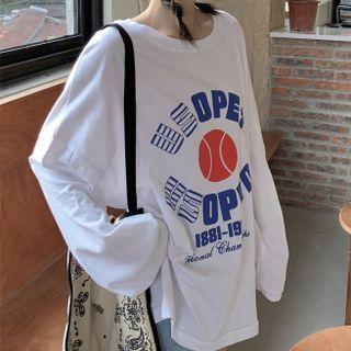 Long-sleeve Basketball Print T-shirt