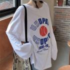 Long-sleeve Basketball Print T-shirt