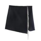 Fringed Slit Mini A-line Skirt
