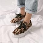 Mesh-strap Leopard Platform Sneakers