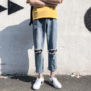 Ripped Straight-fit Shorts