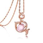 Plated Rose Gold Twelve Horoscope Pisces Pendant With White Cubic Zircon And Necklace