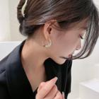 Twisted Faux Pearl Rhinestone Open Hoop Earring 1 Pair - White & Gold - One Size