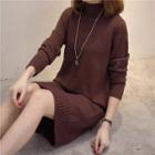 Mock-turtleneck Long-sleeve Knit Dress