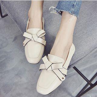 Faux Leather Bow Loafer Flats