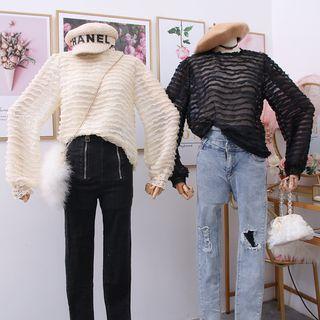 Lace-trim Sheer Chiffon Top