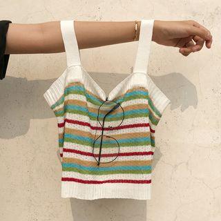 Striped Knitted Camisole Top Stripes - Multicolor - One Size