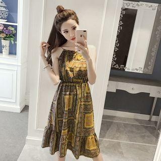 Print Halter Midi Dress