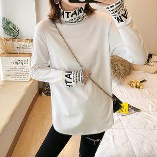 Long-sleeve Lettering T-shirt Black - S